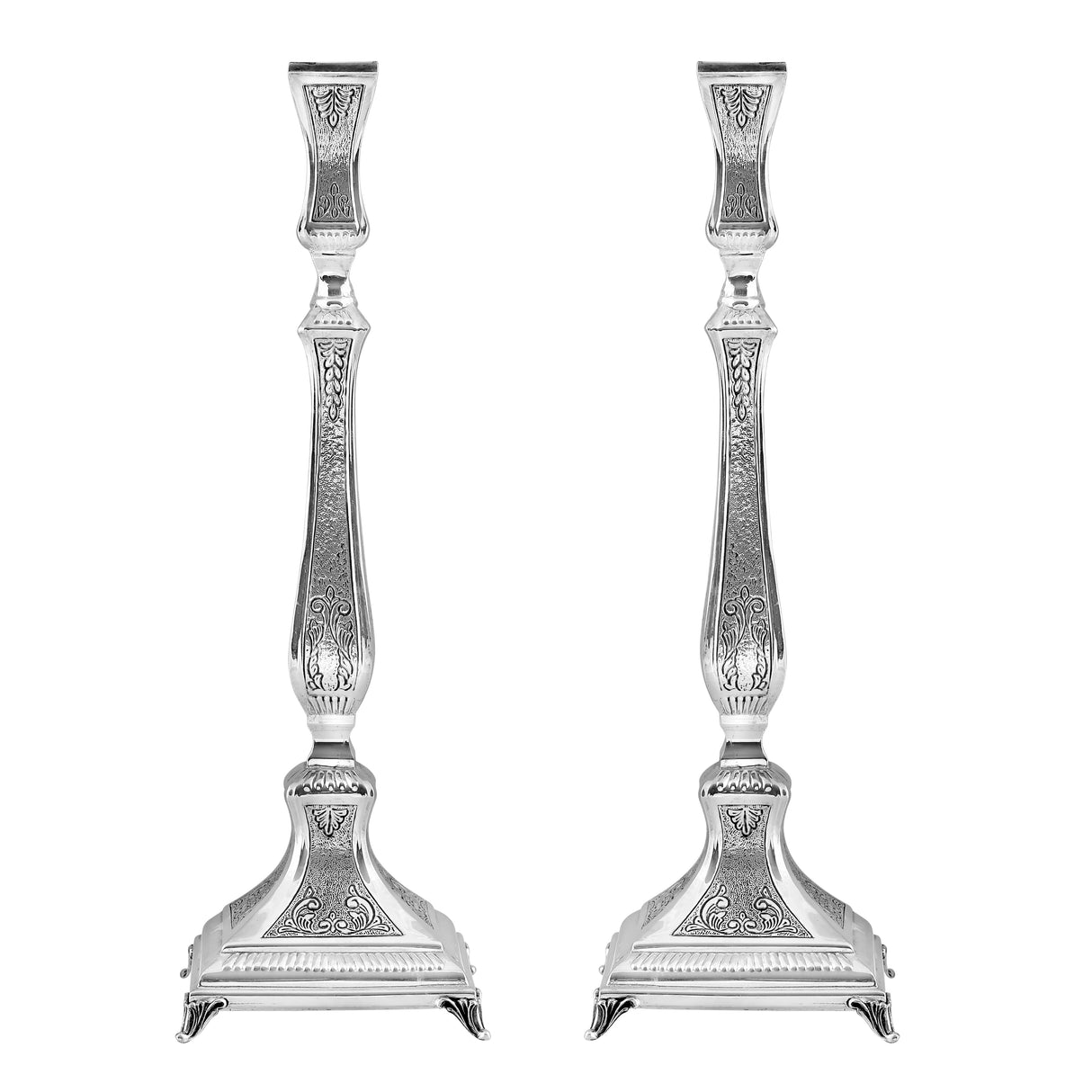 Haddad Bros : Candlesticks - Silver Dipped - Traditional Design - 35cm