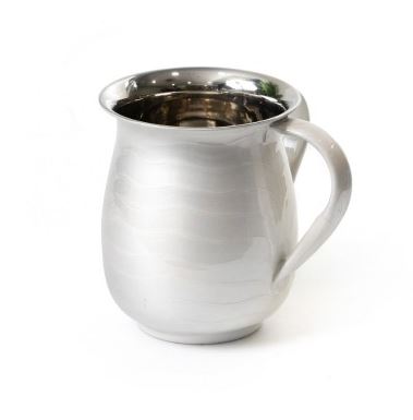 Washing Cup - Stainless Steel-Wave Design- White