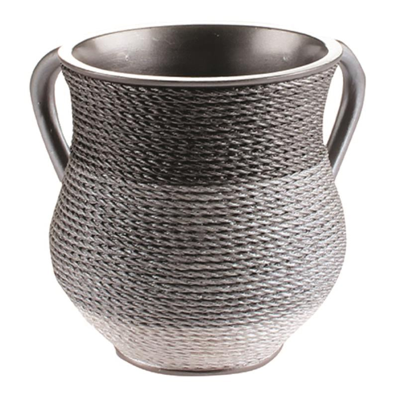 Art Judaica: Washing Cup - Polyresin Twisted Yarn-CopperGrey