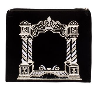 Tefilin Bag - Navy - With Vilna Gate Design - Gold/Silver
