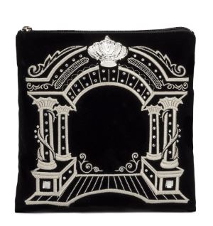 Tefilin Bag Bar Mitzva Size - Velvet - Silver Arch Design