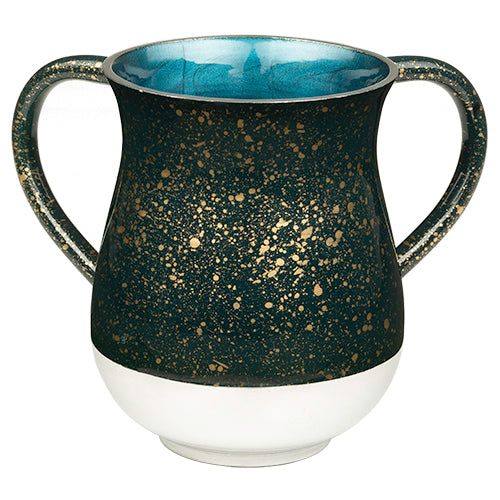 Art Judaica: Washing Cup - Blue with Black and Gold-Aluminium