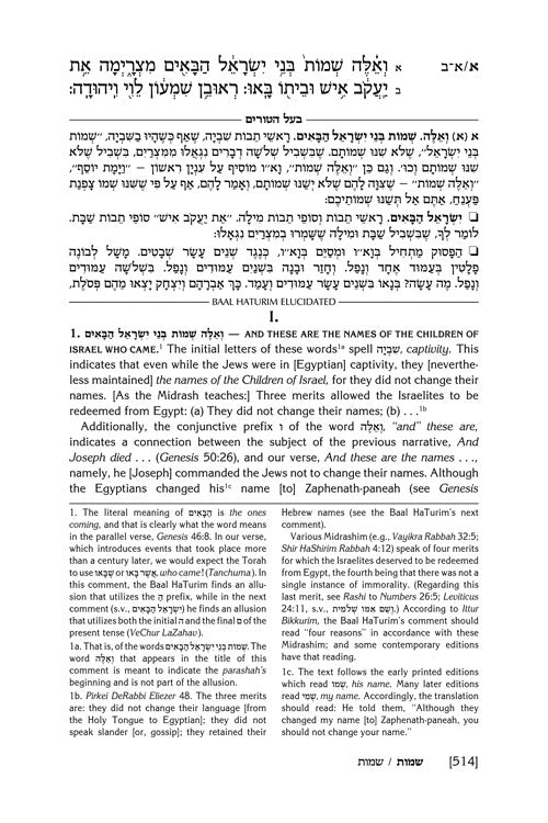 Baal Haturim Chumash - Shemos