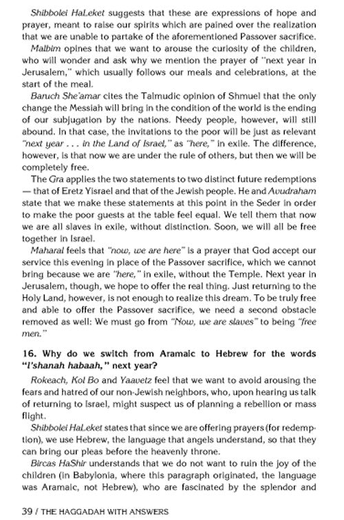 Artscroll: Haggadah With Answers by Rabbi Yaakov Wehl