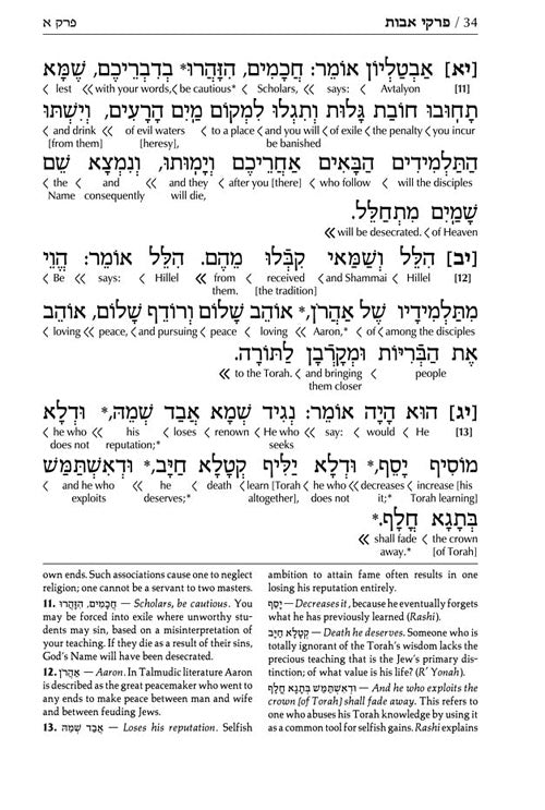 Schottenstein Ed Interlinear Pirkei Avos