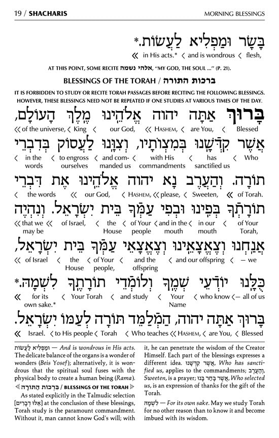 Interlinear Siddur Weekday Full Size With Binding- Ashkenaz - Schottenstein Edition