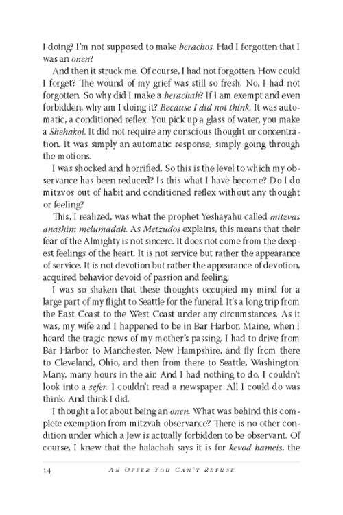 Artscroll: An Offer You Can't Refuse by Rabbi Yissocher Frand