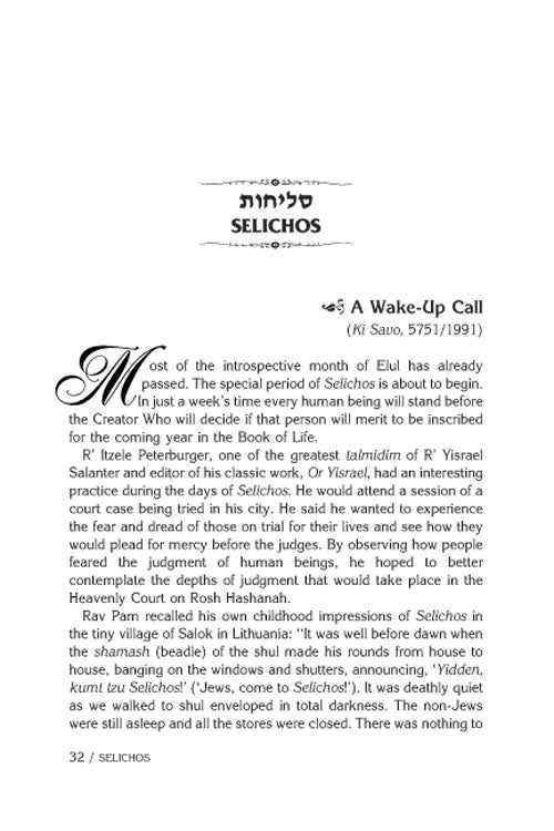 Rav Pam on the Festivals