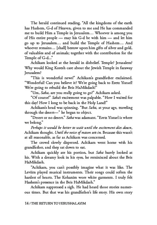 The Return to Yerushalayim - Stories From the Second Beis Hamikdash Era