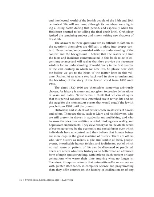 Struggles, Challenges and Tradition