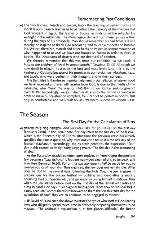 Succos: Its Significance, Laws, And Prayers