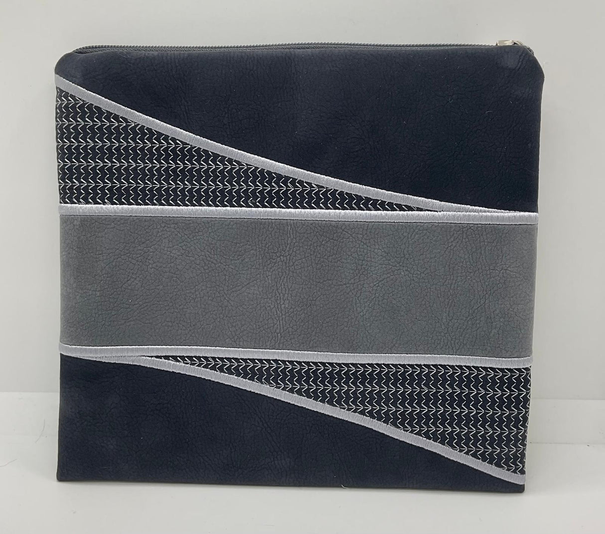 Tefilin Bag Bar Mitzvah size - Suede Look Grey & Fawn Design