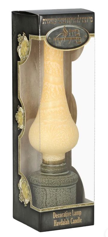 Shalheves : Havdalah Candle - Lantern Design - Beige & Brown 28cm