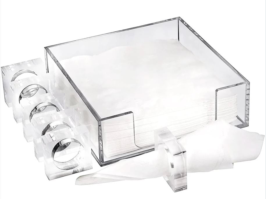 BT Shalom : Napkin Holder And Ring Set -Acrylic (Price Excludes VAT) - Retail Only