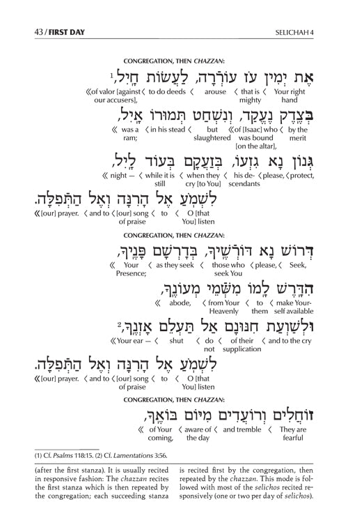 Schottenstein Edition Interlinear Selichos: Pocket Size Nusach Polin Sefard