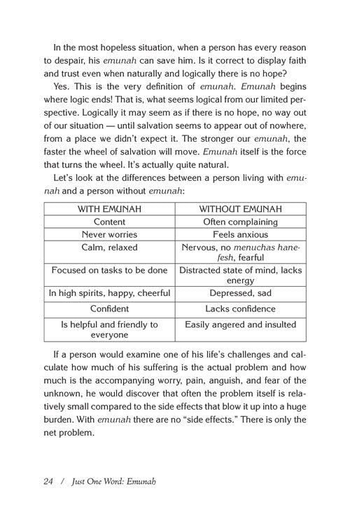 Just One Word - Emunah Hardback