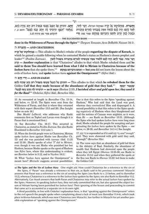 Schottenstein Edition The Elucidated Rashi on Chumash - Devarim volume 1: Devarim–Shoftim