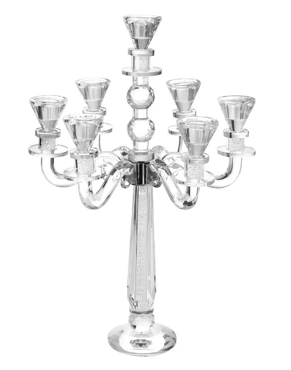 Candelabra 7 Branches Crystal With Crushed Glass 20.8cm