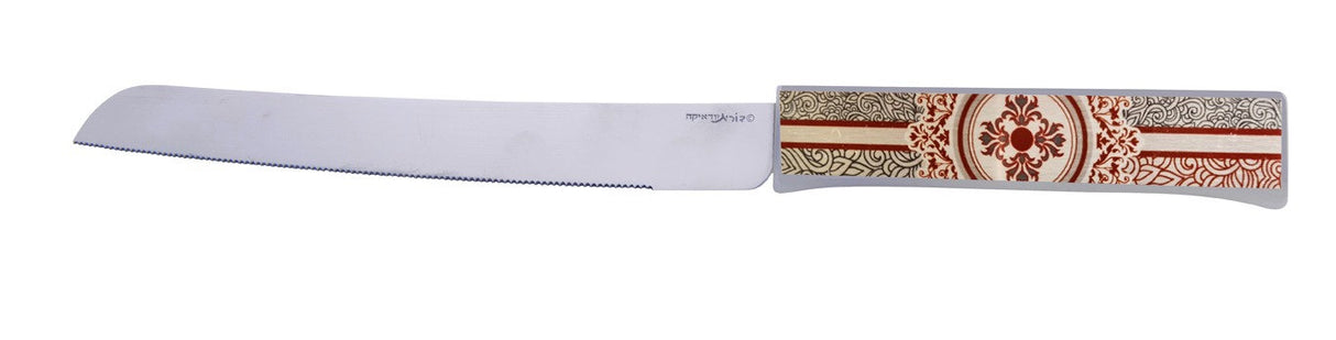 Dorit Judaica:Challah Knife-Ornamental Design-Plexiglass Handle