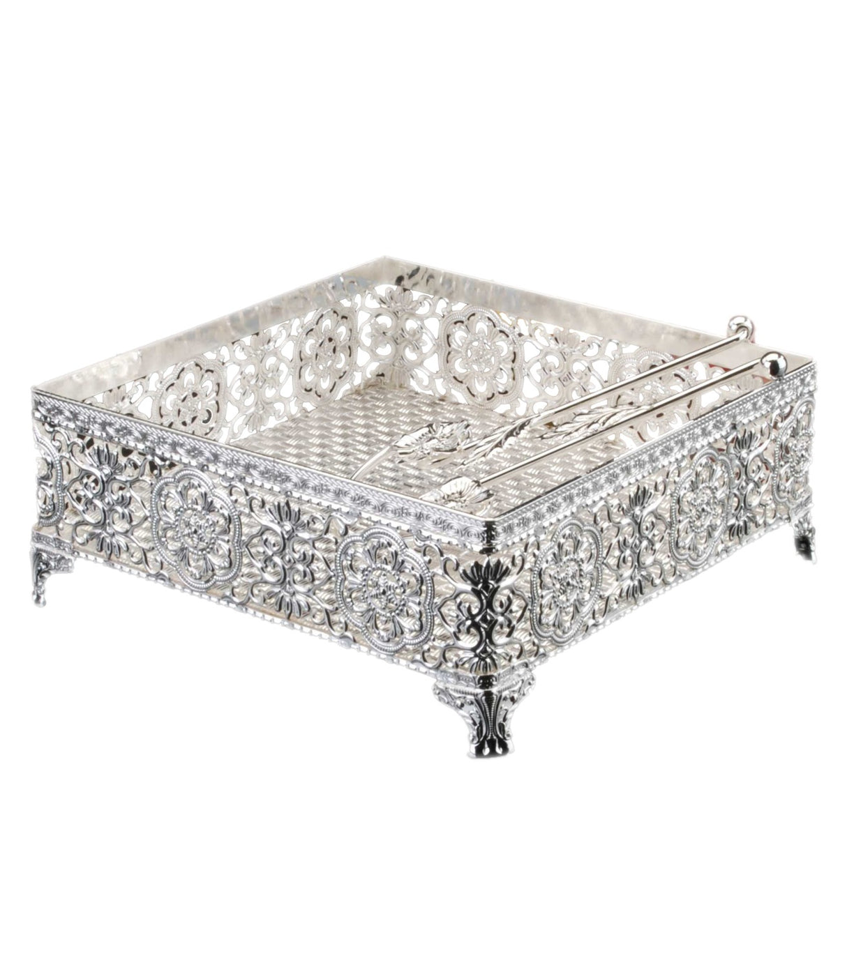 Napkin Holder Flat Silver Plated With Weighted Arm