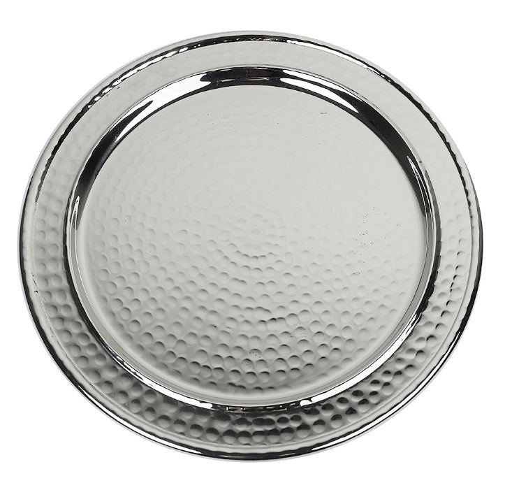Round Tray- Hammered Nickel 22.9cm