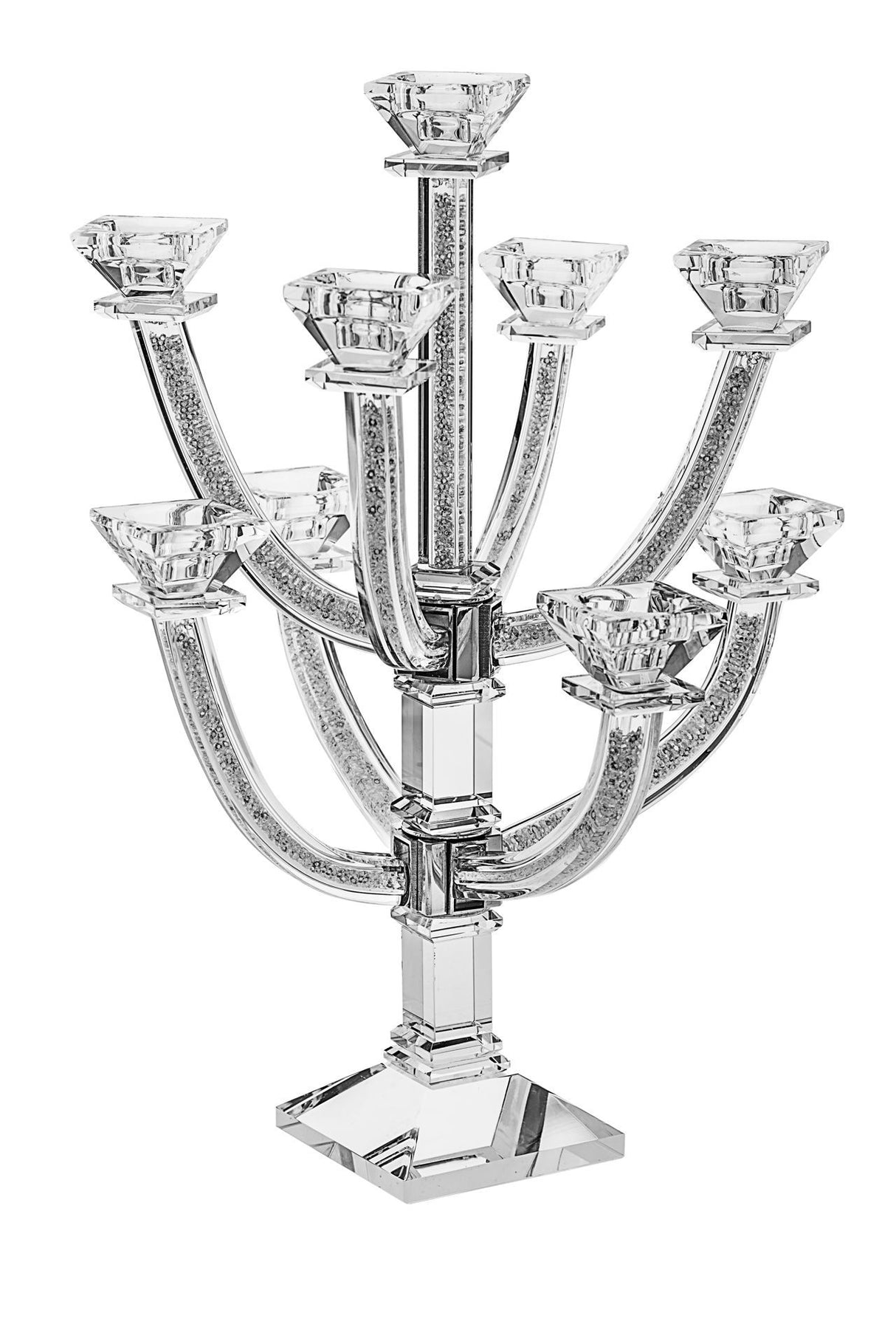 Candelabra Crystal-9 Branches-Curved-Crystal Stones 45.7cm