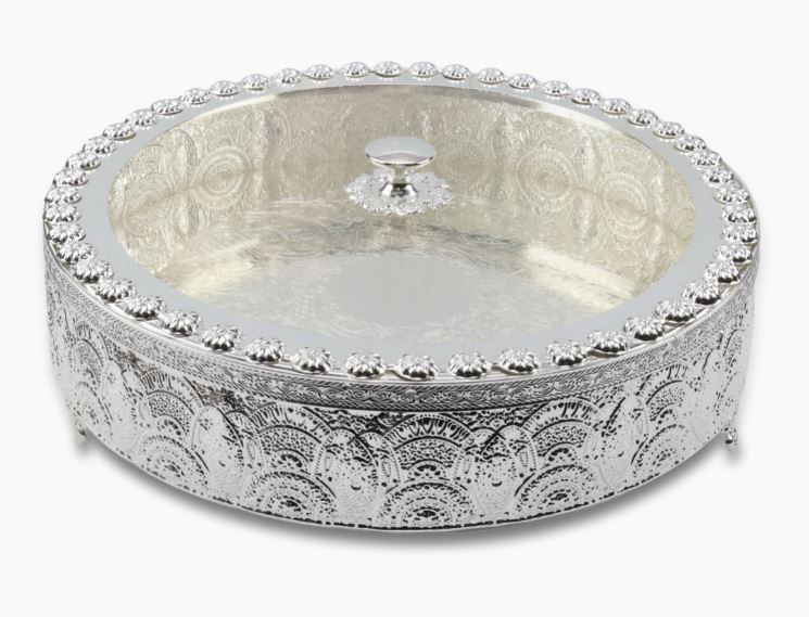 Matzah Holder-Silver Plated-Filigree Design- Acrylic Cover-30.5cm