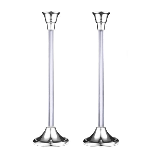 Candlesticks -Nickel With Acrylic Stem - 23.5cm
