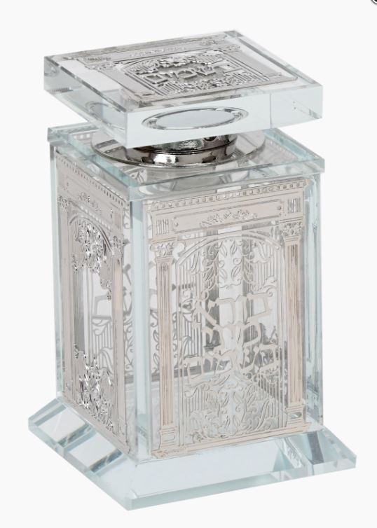 Besamim Holder Crystal - With Silver Plate