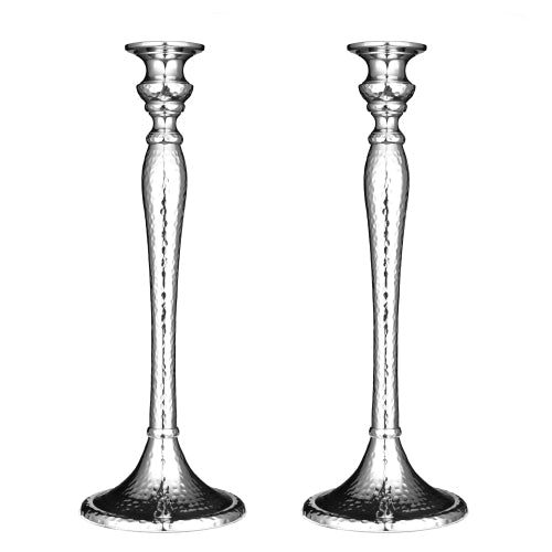 Candlesticks - Hammered Nickel -Silver Colour 31.1cm