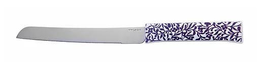 Dorit Judaica: Challah Knife—Leaf Pattern-Plexiglass Handle