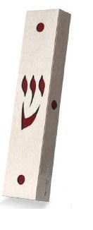 Stainless Steel and Acrylic Mezuzah Case With Painted Letter Shin