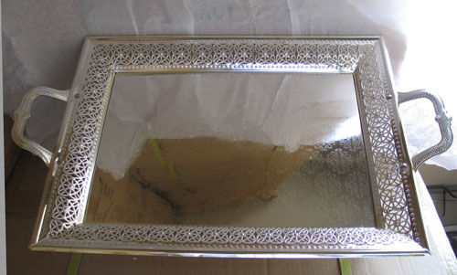 Tray- Silver Plated-Square- Ornate Design