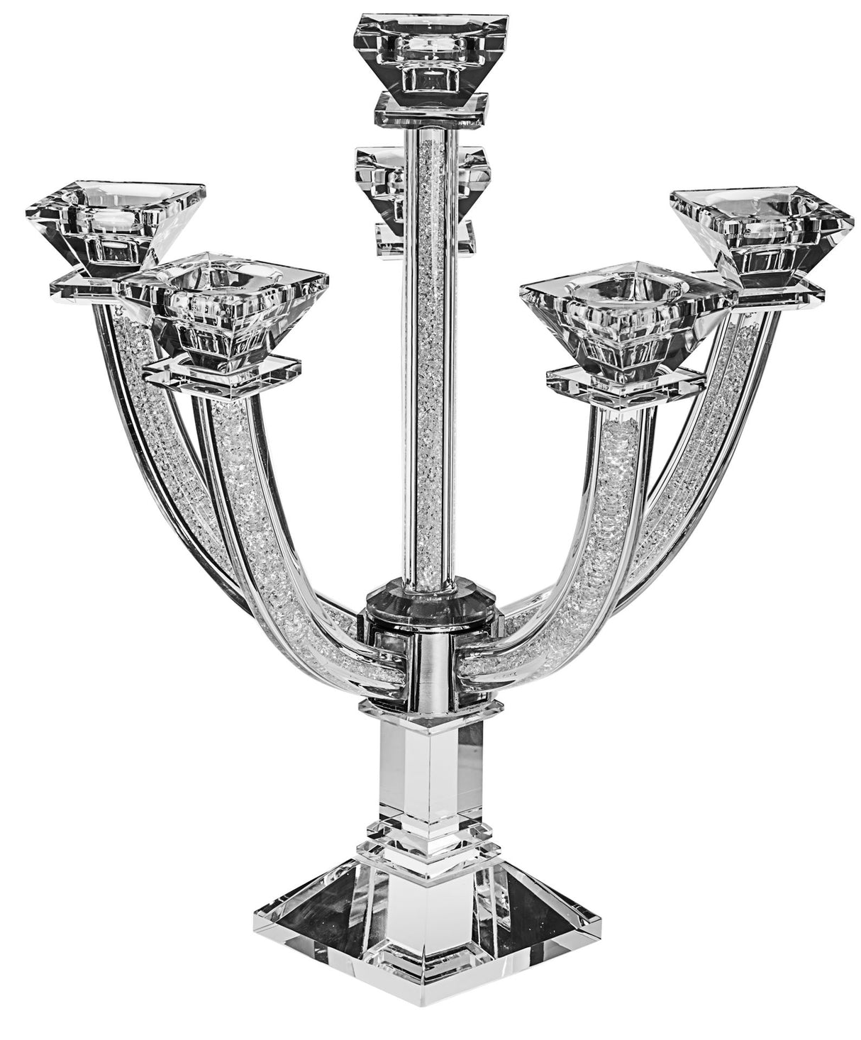 Candelabra -6 Branches-Curved-Crystal and Silver with Stones