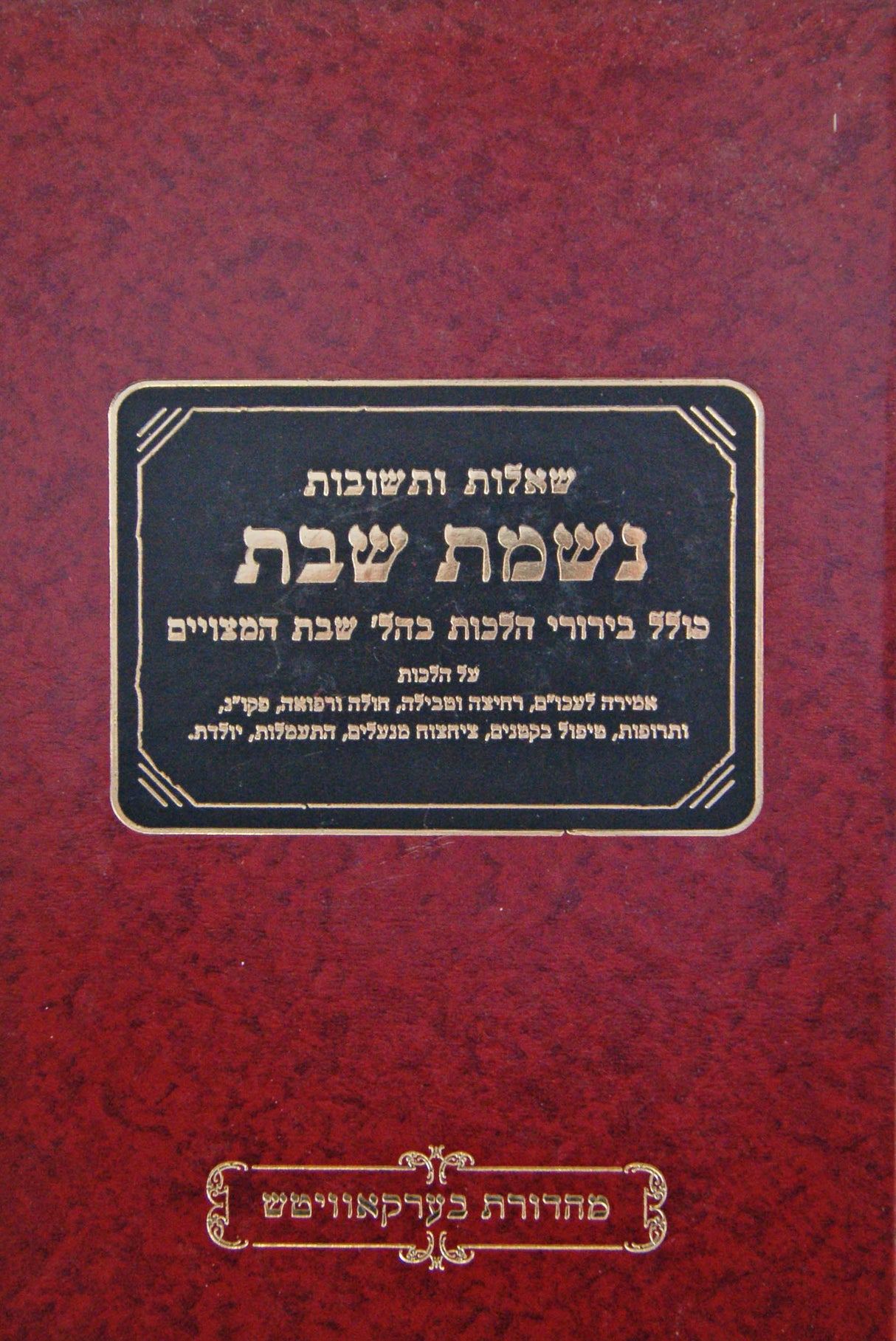 נשמת שבת- ה' (שבת ב' עם הוספות) שו"ת שכה-של