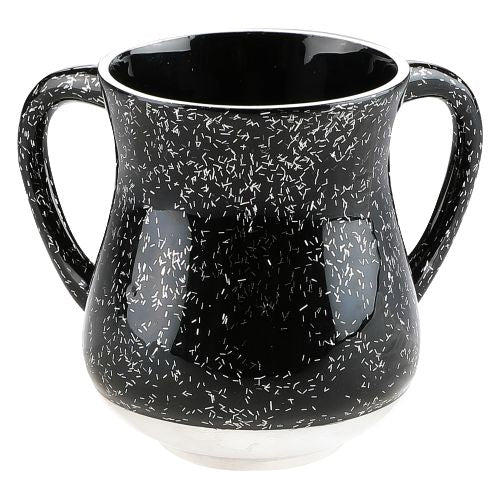 Art Judaica: Washing Cup - Black Aluminium With Sparkling Silver Stripes