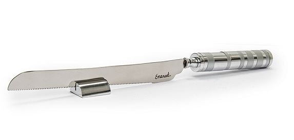 Yair Emanuel: Challah Knife-Matte and Polished Ringed Nickel Handle