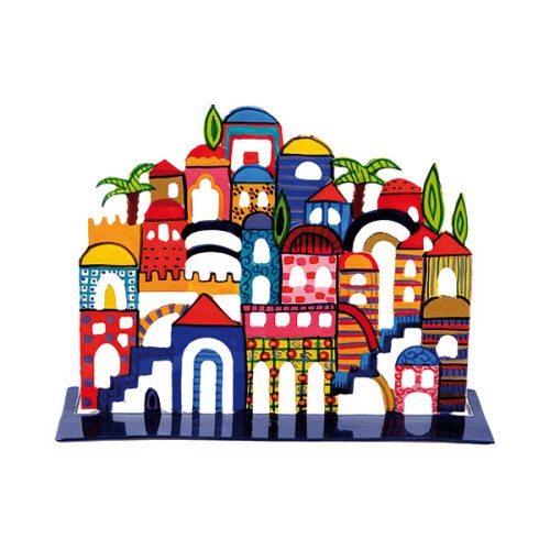 Yair Emanuel: Free-Standing Jerusalem Sculpture -Hand Painted- Metal Laser Cut