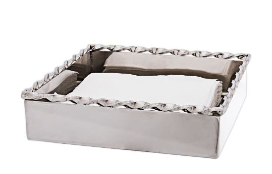 Napkin Holder -Twisted Design-Hammered Stainless Steel