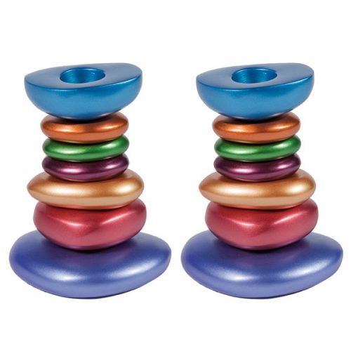 Yair Emanuel: Candlesticks -Stone Tower - Multicoloured-Anodized Aluminium 9cm