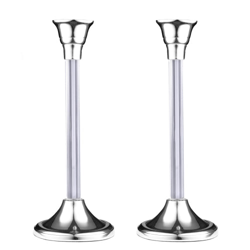 Candlesticks -Nickel With Acrylic Stem - 18.4cm
