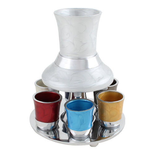 Art Judaica:Kiddush Wine Fountain Set-Anodized Aluminium-Multicolour