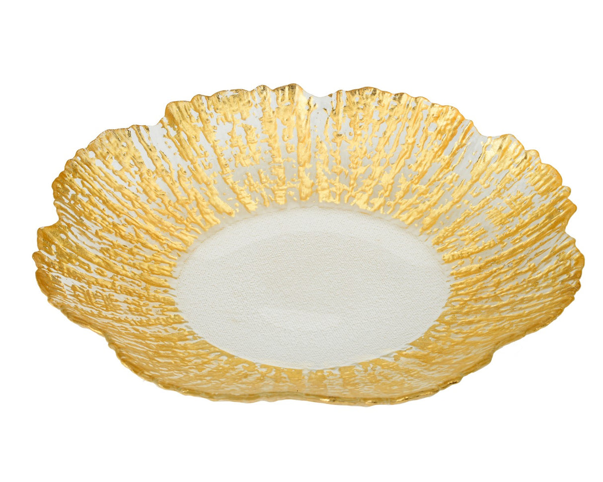 Dish-Scalloped with Gold Flower Design