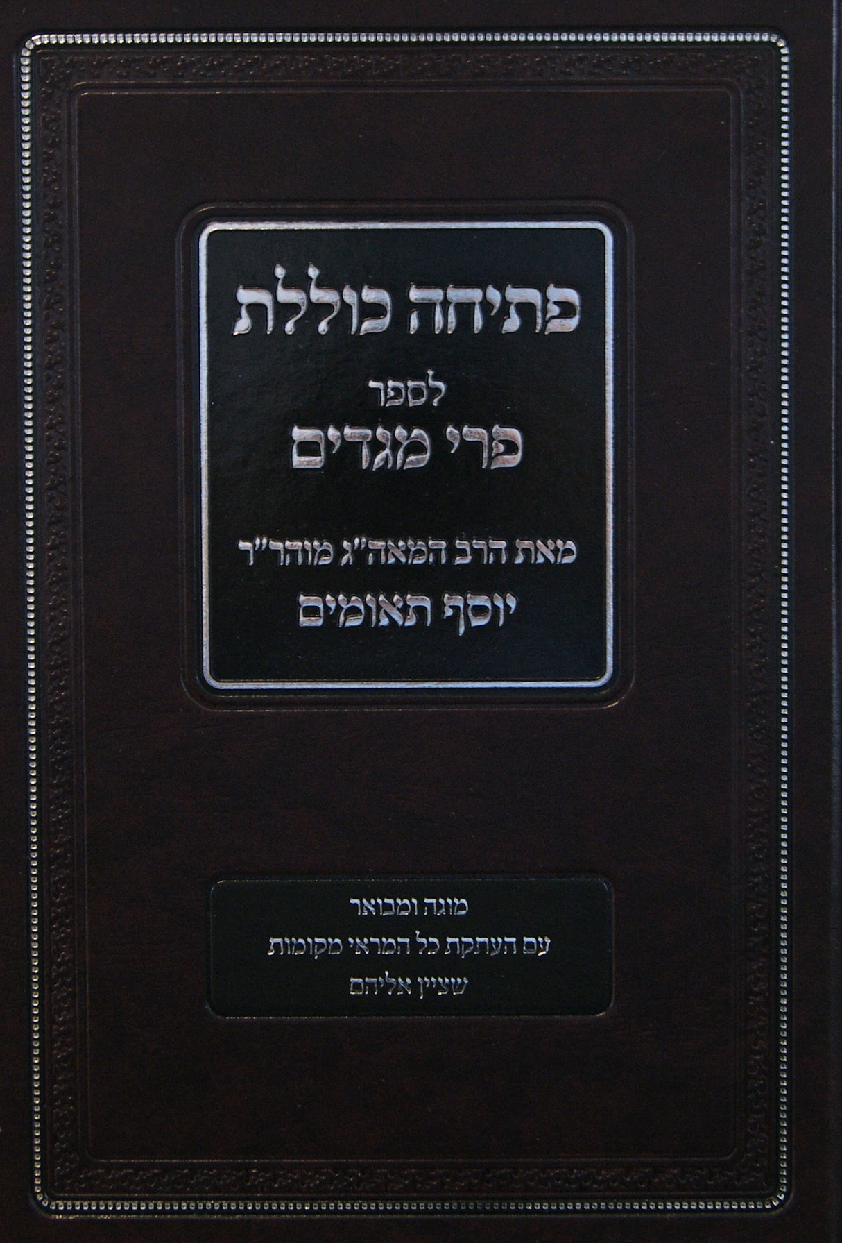 פתיחה כוללת - לספר פרי מגדים