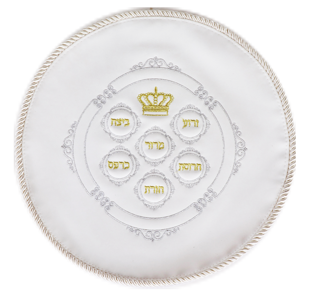 Matzah Cover- Faux Leather-Seder Simanim Motif-Hard Plastic Cover-