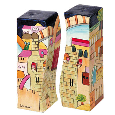Yair Emanuel:Salt & Pepper Shakers -Handpainted with Jerusalem Images