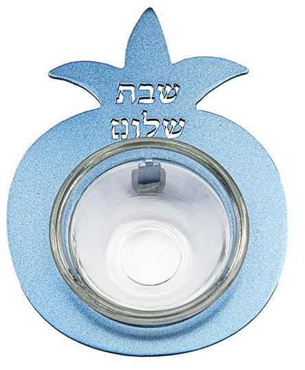 Yair Emanuel:Salt Holder-Pomegranate Shape-Blue Coloured Anodized Aluminum-Pomegranate