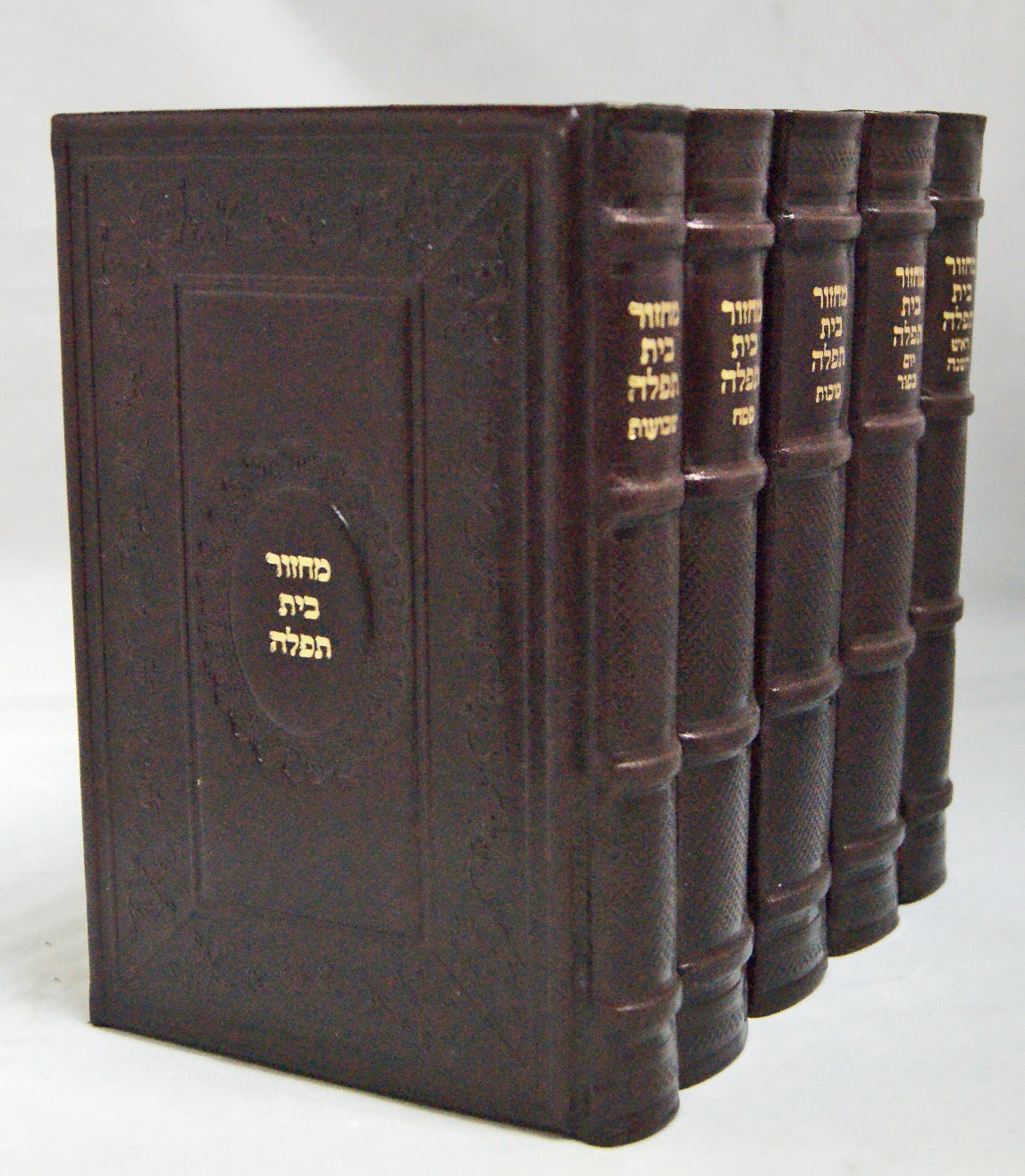 מחזור בית תפלה - בית ישראל עברי טייטש ה' כרכים עור ענתיק עבודת יד