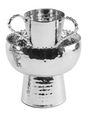 Mayim Achroinim Set-Beaded Design-Hammered Stainless Steel