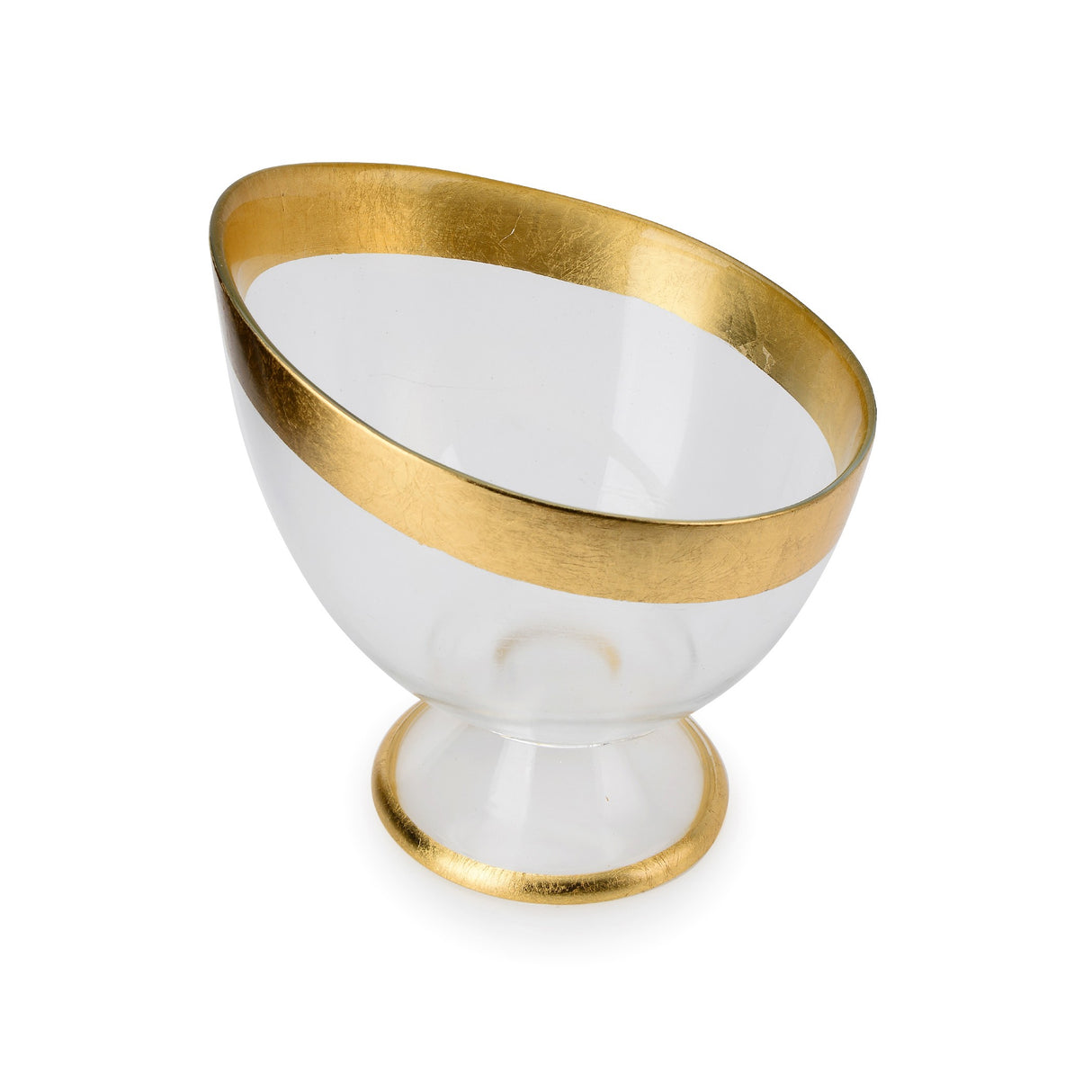Footed Glass Candy Bowl With Gold Decoration